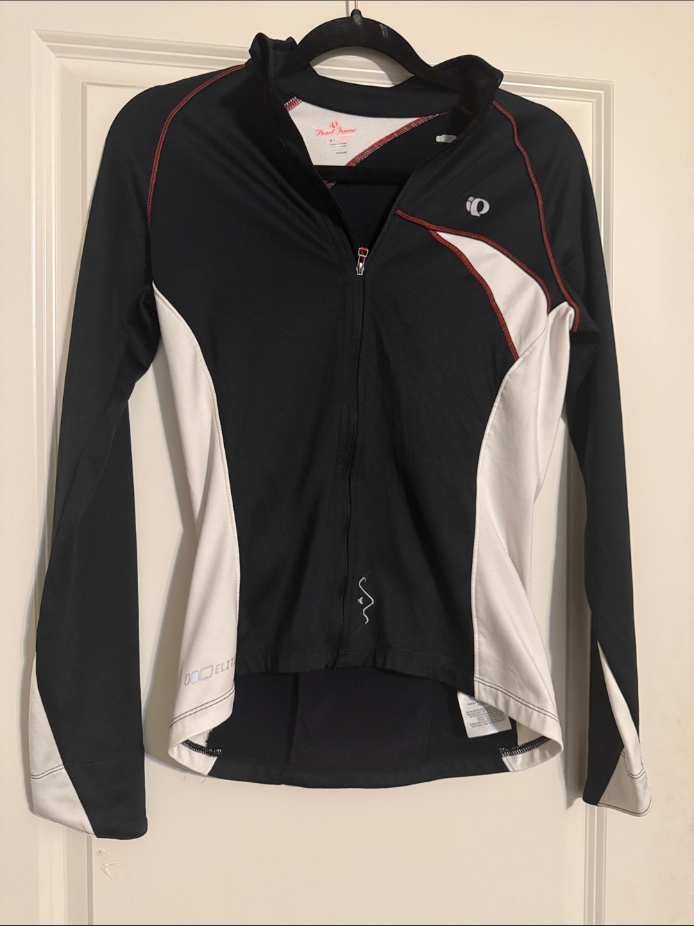 Pearl Izumi Elite Black, White & Red Long-Sleeve Thermal Cycling Jersey Sz M